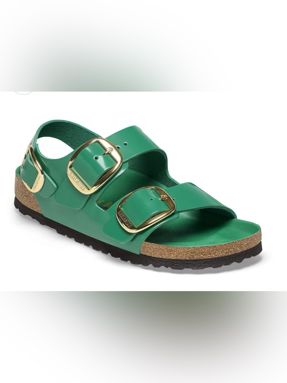 Birkenstock Milano Big Buckle Natural Leather Patent  Digital Green 40 9 used
